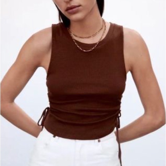 Zara brown cut out top Clearance
